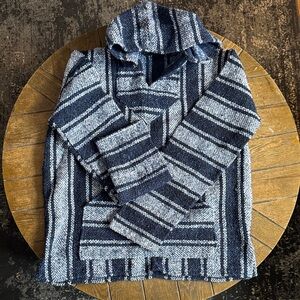 Men's Navy and Gray Striped Baja